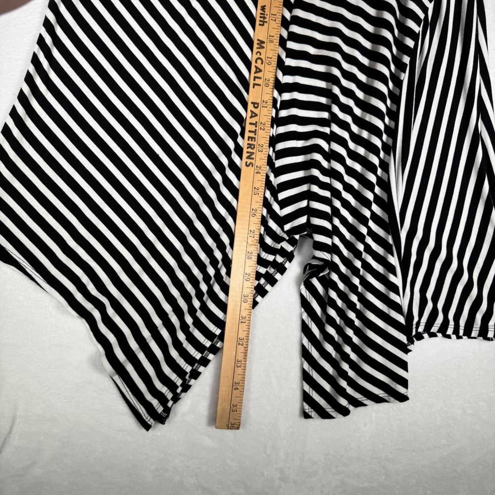Chicos Striped Asymmetric Handkerchief Hem Midi Skirt Black White Size 1 M - Picture 9 of 9